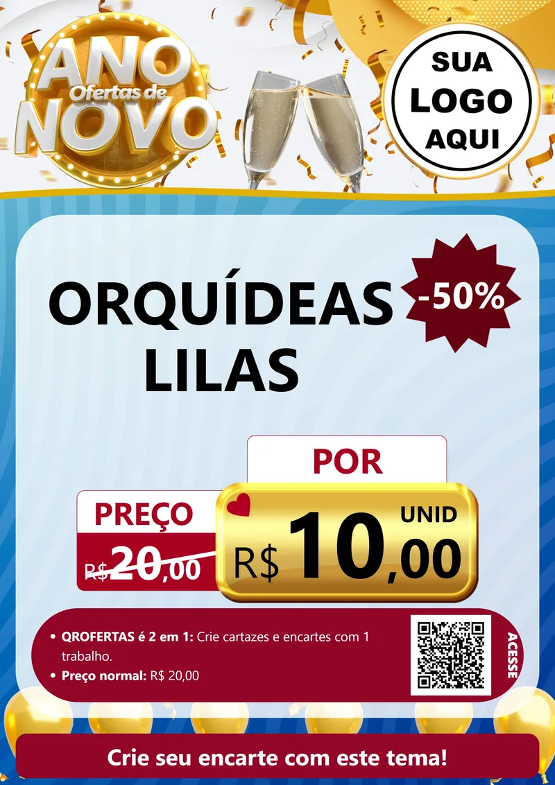 Modelo de Cartaz para Cartaz A4 Vertical com o tema Ofertas de Ano Novo para Floricultura e jardim