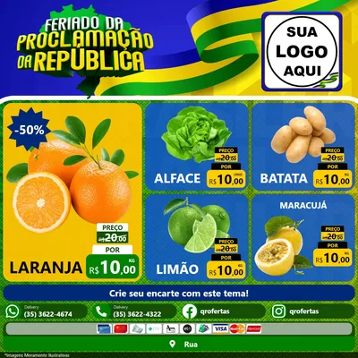 Modelo de Rede Social para Feed Facebook com o tema Feriado da Proclamação da República para Hortifrúti