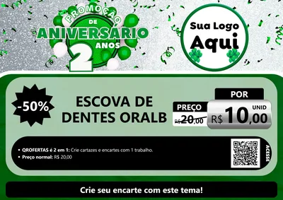 Modelo de Cartaz para Cartaz A4 Horizontal com o tema Promoção de Aniversário - 2 Anos para Higiene Pessoal