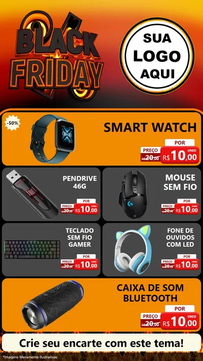 Modelo de TV para TV Vertical com o tema Black Friday para Informática
