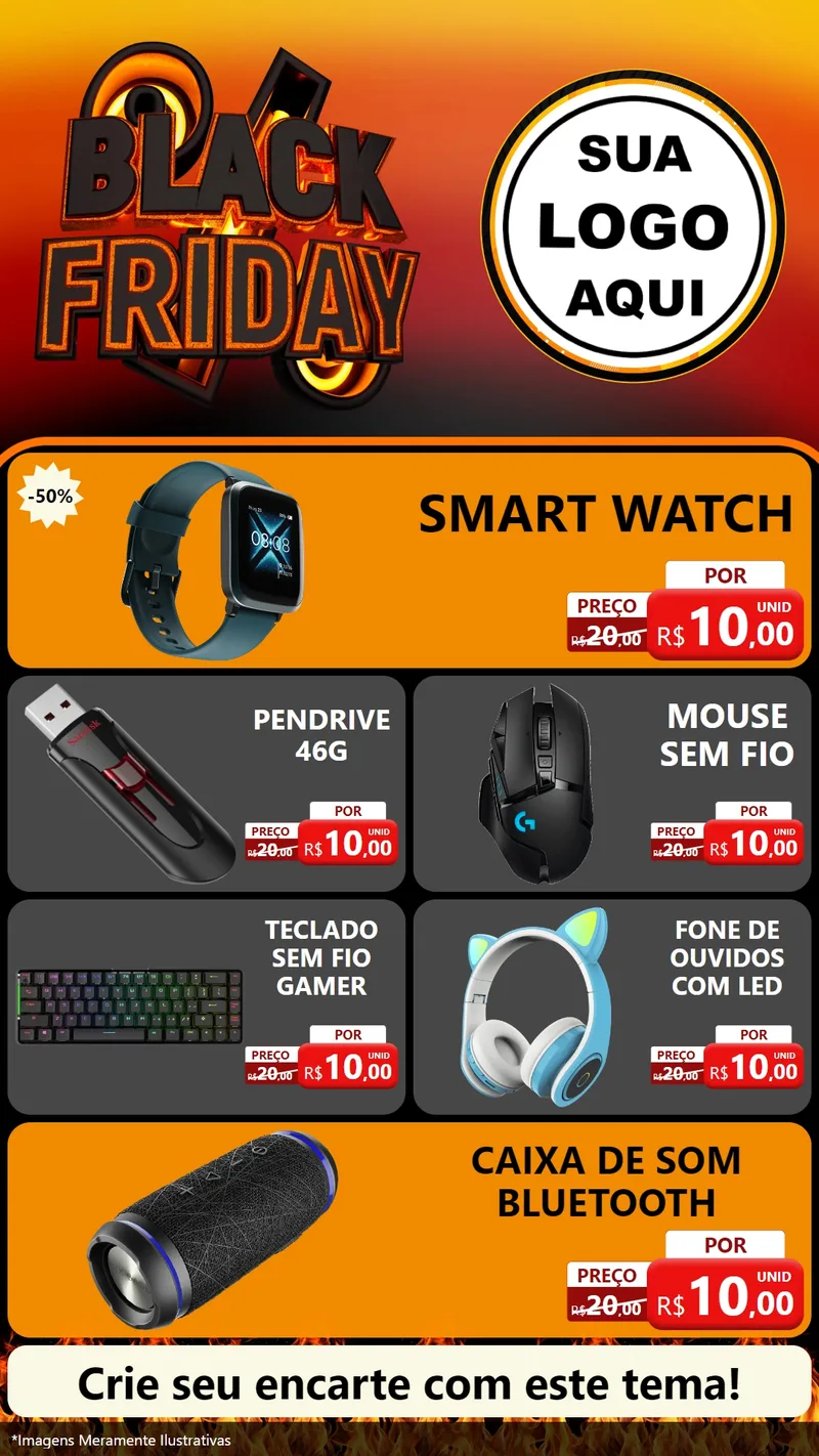 Modelo de TV para TV Vertical com o tema Black Friday para Informática