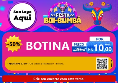Modelo de Cartaz para Cartaz A4 Horizontal com o tema Festa Boi-Bumbá para Agropecuária