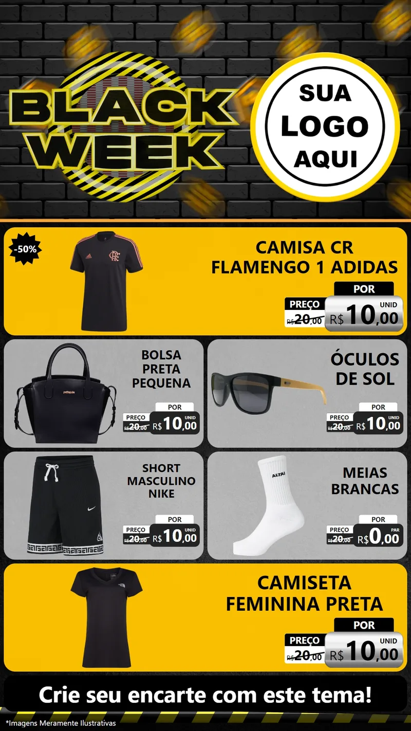 Modelo de TV para TV Vertical com o tema Black Week para Roupas e acessórios