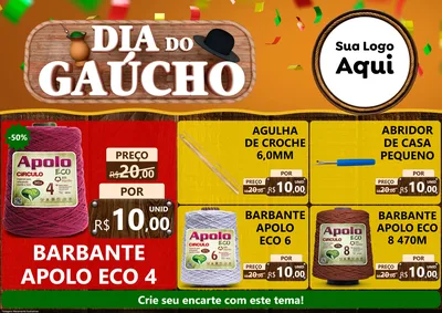 Modelo de Encarte para Encarte A4 Horizontal com o tema Dia do Gaúcho para Armarinho e Aviamentos