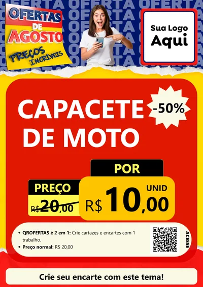 Modelo de Cartaz para Cartaz A4 Vertical com o tema Ofertas de Agosto - Preços Incríveis para Moto peças