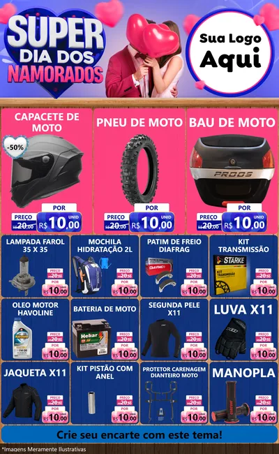 Modelo de Encarte para Encarte Grande com o tema Super Dia dos Namorados para Moto peças
