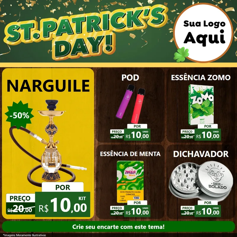 Modelo de Rede Social para Feed Facebook com o tema St Patriks Day para Tabacaria
