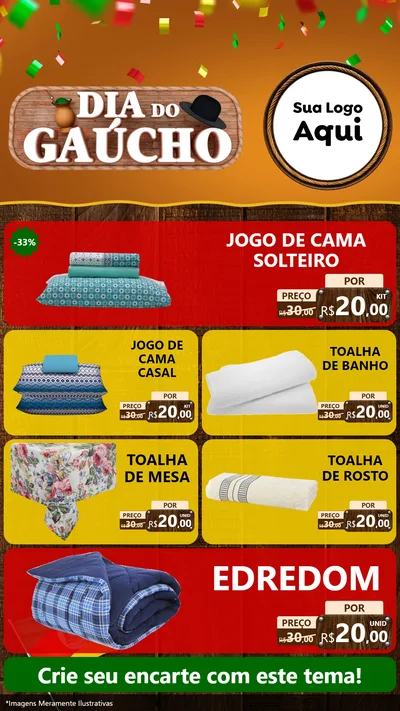 Modelo de TV para TV Vertical com o tema Dia do Gaúcho para Cama, Mesa e Banho