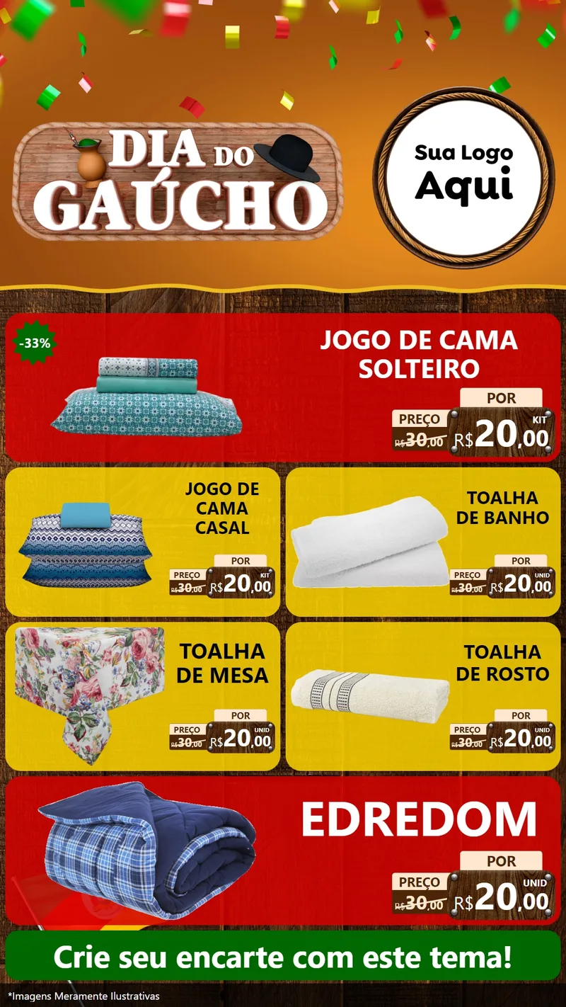 Modelo de TV para TV Vertical com o tema Dia do Gaúcho para Cama, Mesa e Banho