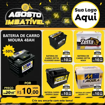 Modelo de Rede Social para Feed Facebook com o tema Agosto Imbatível para Baterias Elétricas
