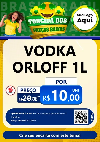 Modelo de Cartaz para Cartaz A4 Vertical com o tema Torcida dos Preços Baixos - Copa para Distribuidora de bebidas
