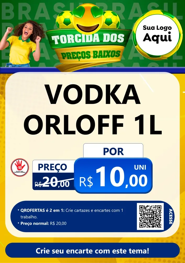 Modelo de Cartaz para Cartaz A4 Vertical com o tema Torcida dos Preços Baixos - Copa para Distribuidora de bebidas