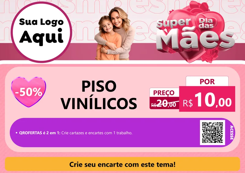 Modelo de Cartaz para Cartaz A4 Horizontal com o tema Super Dia Das Mães para Material para Construção
