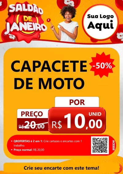 Modelo de Cartaz para Cartaz A4 Vertical com o tema Saldão de Janeiro para Moto peças