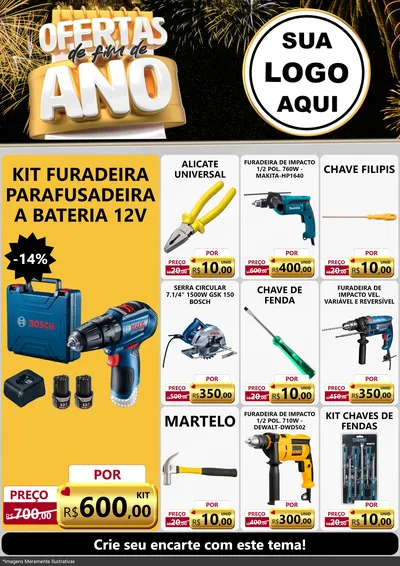 Modelo de Encarte para Encarte A4 Vertical com o tema Ofertas de Fim de Ano para Maquinas e Ferramentas
