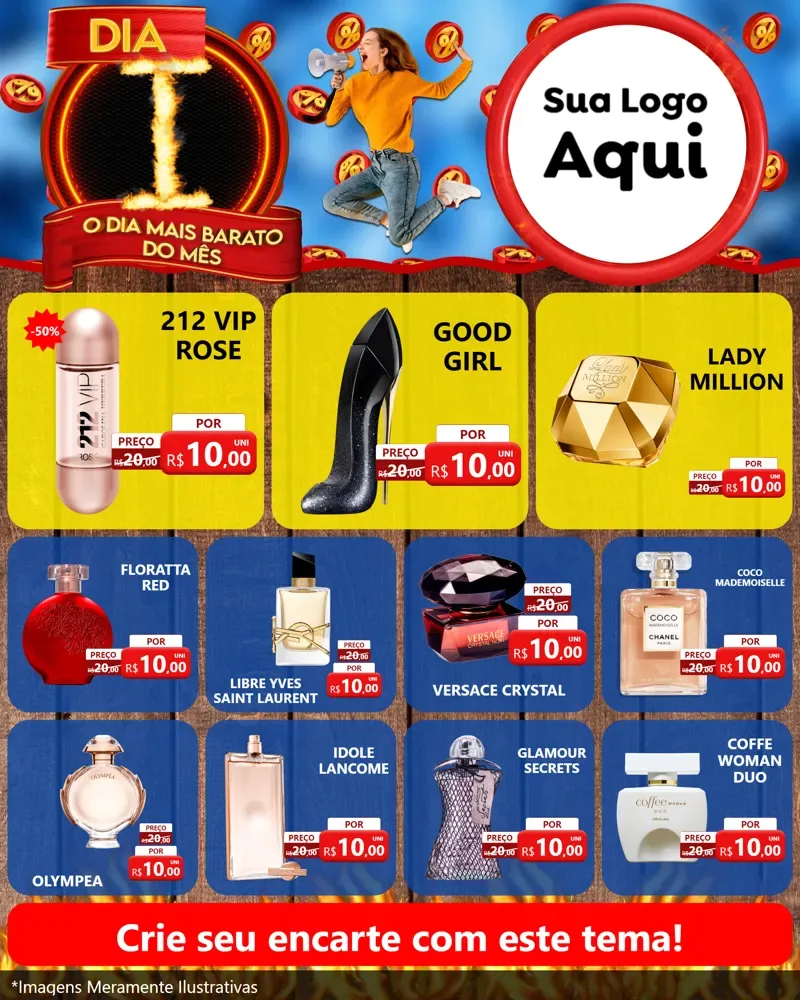 Modelo de Rede Social para Feed Instagram com o tema Dia I - O Dia Mais Barato Do Mês para Perfumes