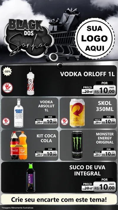 Modelo de TV para TV Vertical com o tema Black dos Sonhos para Distribuidora de bebidas