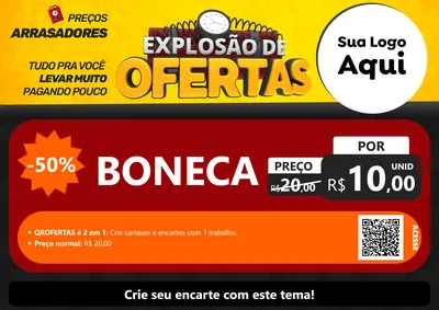 Modelo de Cartaz para Cartaz A4 Horizontal com o tema Explosão de Ofertas para Brinquedos