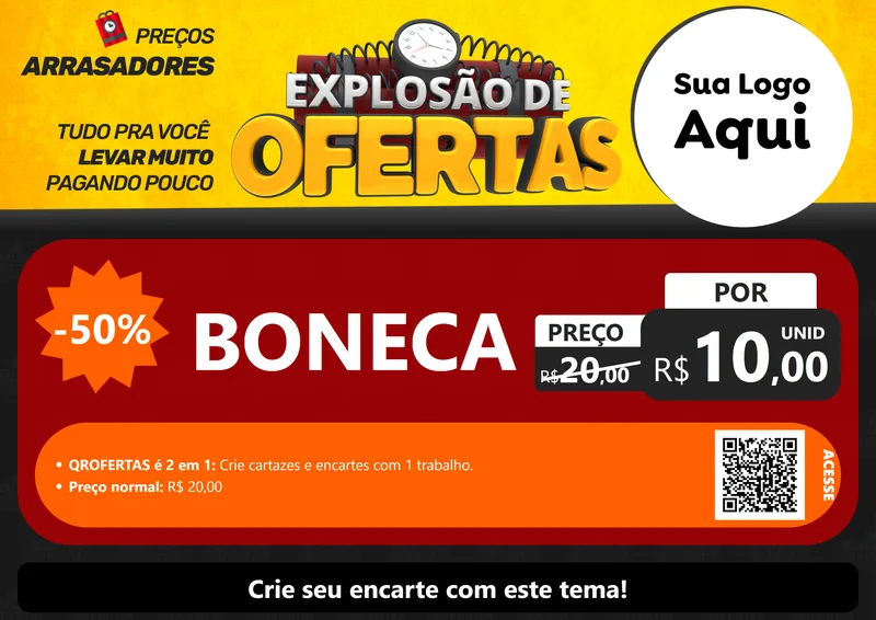 Modelo de Cartaz para Cartaz A4 Horizontal com o tema Explosão de Ofertas para Brinquedos
