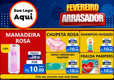 Modelo de Encarte para Encarte A4 Horizontal com o tema Fevereiro Arrasador para Bebês