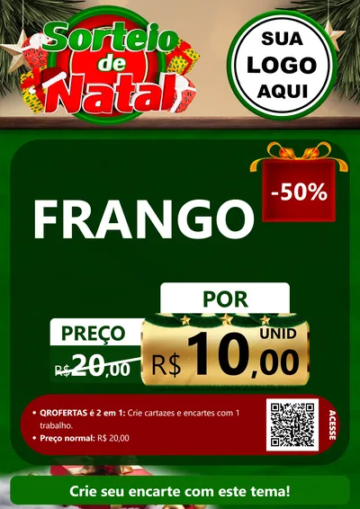 Modelo de Cartaz para Cartaz A4 Vertical com o tema Sorteio de Natal para Assados