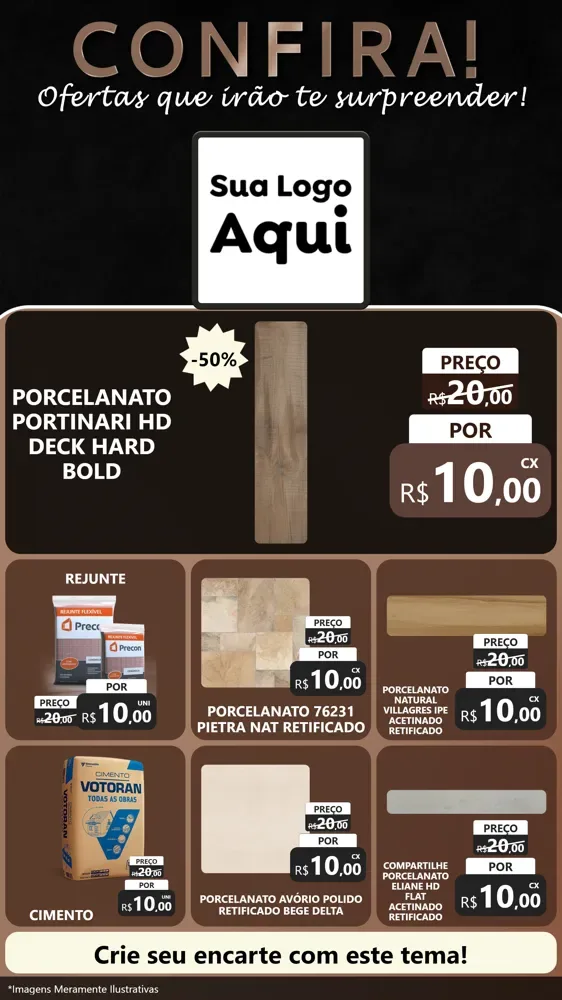 Modelo de Rede Social para Stories com o tema Confira! Ofertas que irão te surpreender! para Pisos e revestimentos
