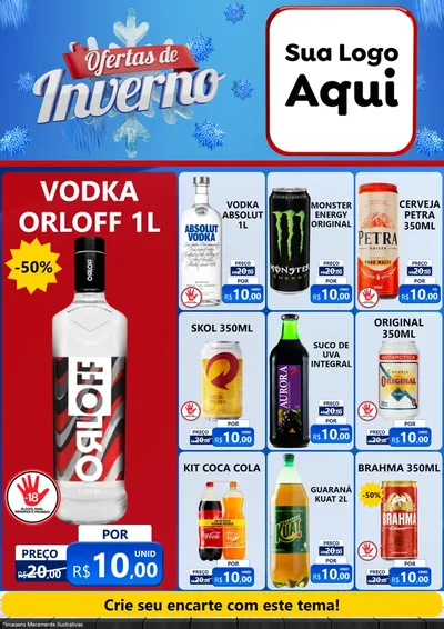 Modelo de Encarte para Encarte A4 Vertical com o tema Ofertas de Inverno para Distribuidora de bebidas