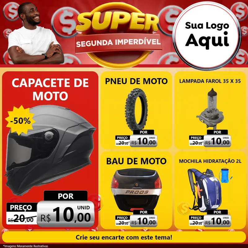 Modelo de Rede Social para Feed Facebook com o tema Super Segunda Imperdível para Moto peças