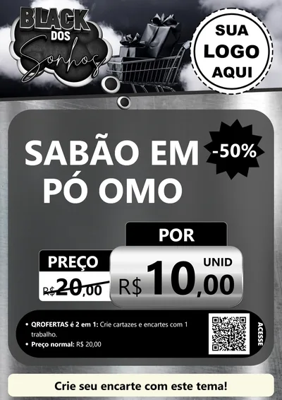 Modelo de Cartaz para Cartaz A4 Vertical com o tema Black dos Sonhos para Produtos de Limpeza