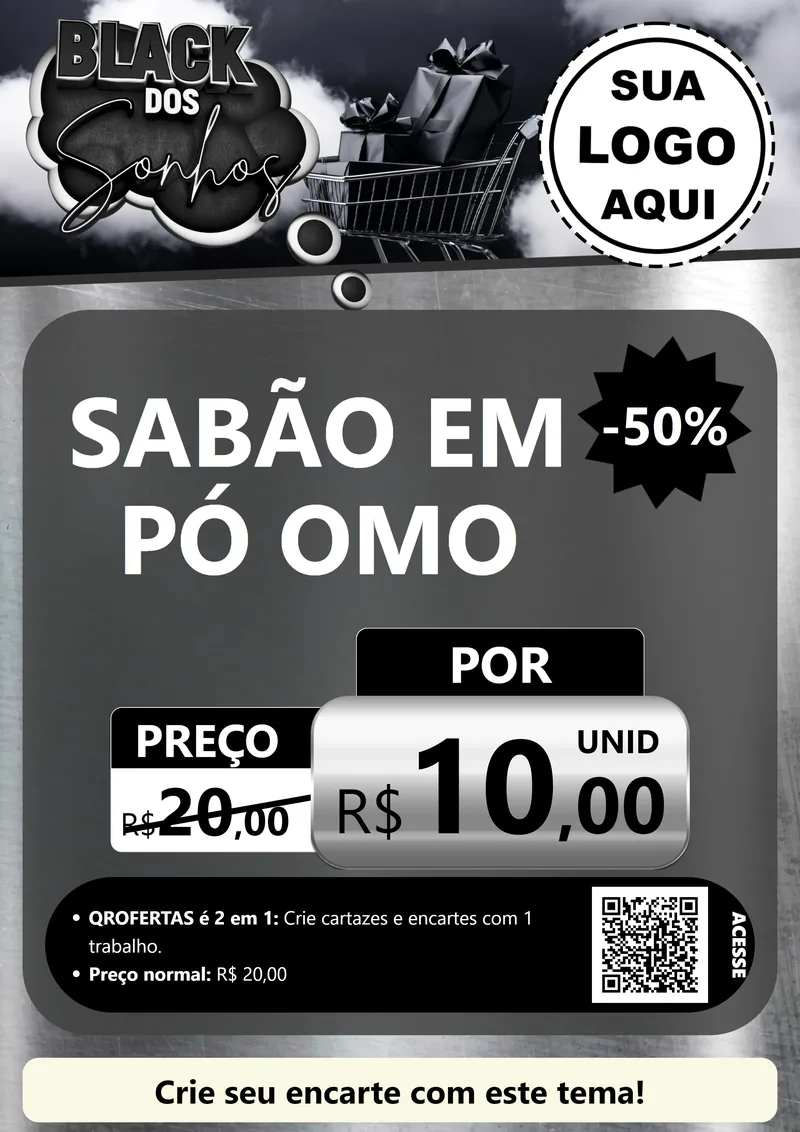 Modelo de Cartaz para Cartaz A4 Vertical com o tema Black dos Sonhos para Produtos de Limpeza