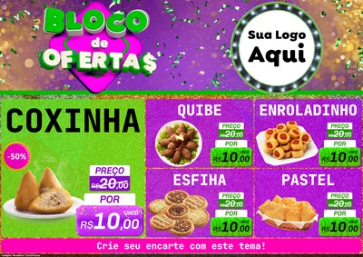 Modelo de Encarte para Encarte A4 Horizontal com o tema Bloco de Ofertas para Salgadaria