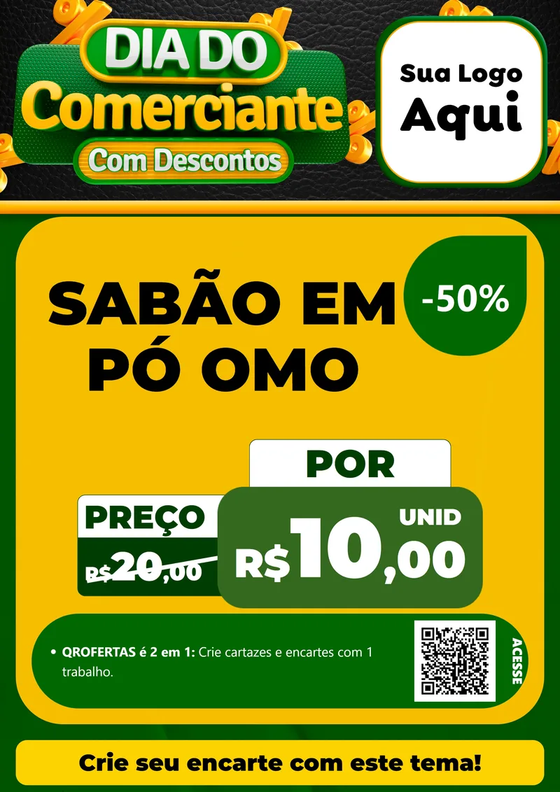 Modelo de Cartaz para Cartaz A4 Vertical com o tema Dia do Comerciante com Descontos para Produtos de Limpeza