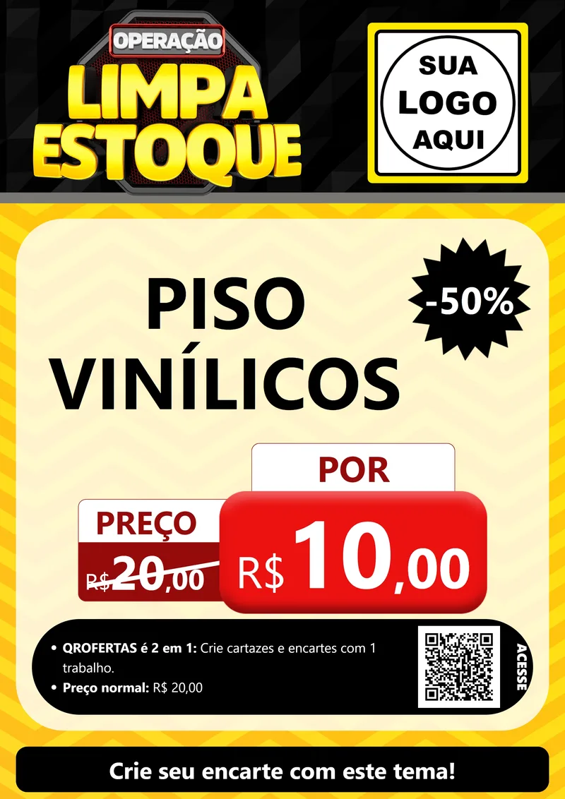 Modelo de Cartaz para Cartaz A4 Vertical com o tema Operação Limpa Estoque para Material para Construção
