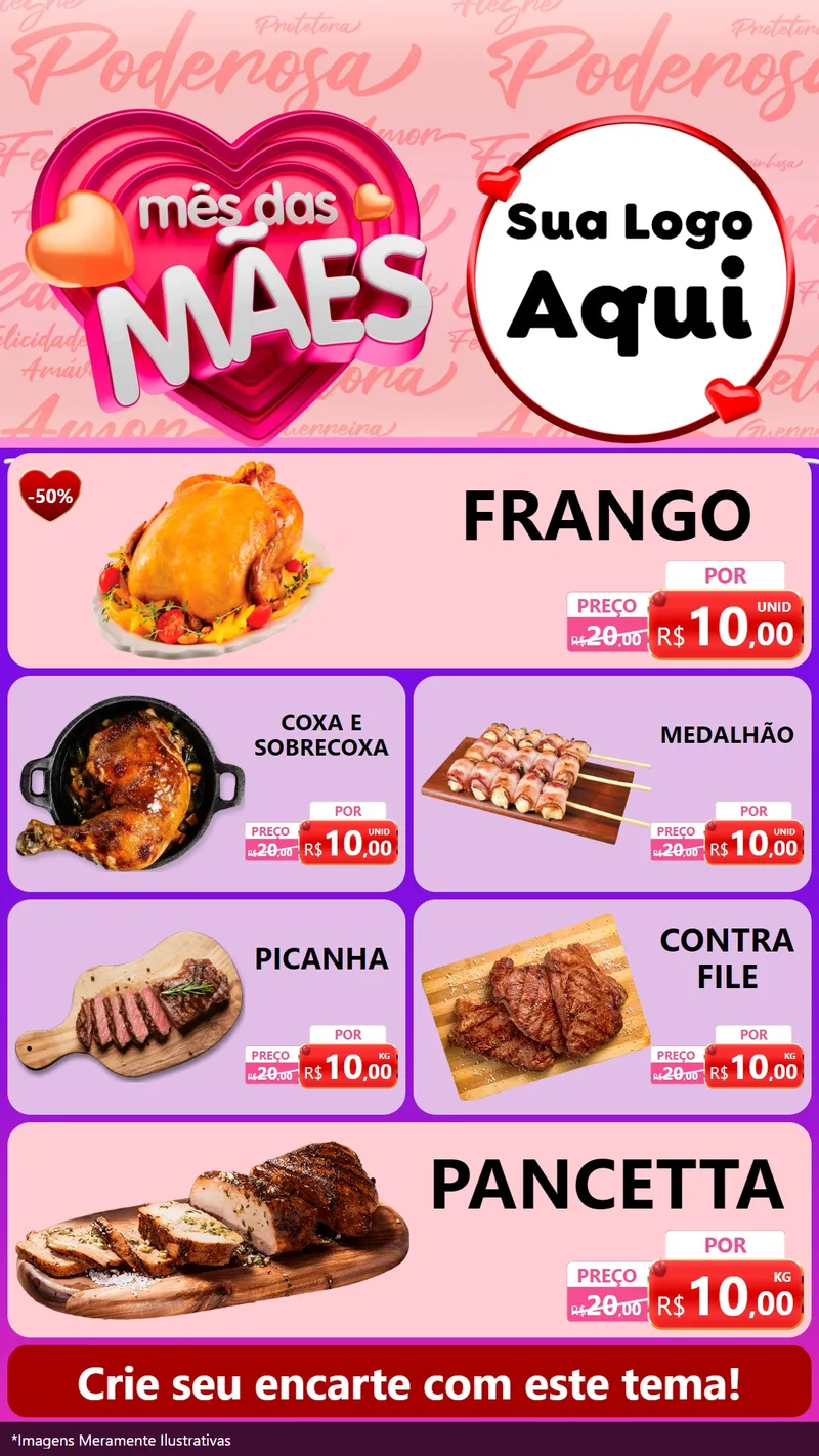 Modelo de TV para TV Vertical com o tema Mês Das Mães para Assados