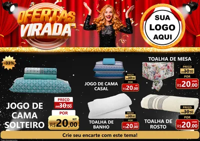 Modelo de Encarte para Encarte A4 Horizontal com o tema Ofertas da Virada para Cama, Mesa e Banho