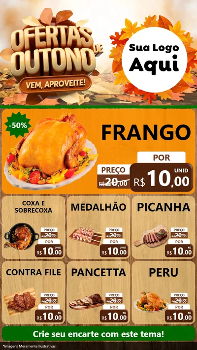 Modelo de Rede Social para Stories com o tema Ofertas de Outono - Vem, Aproveite! para Assados
