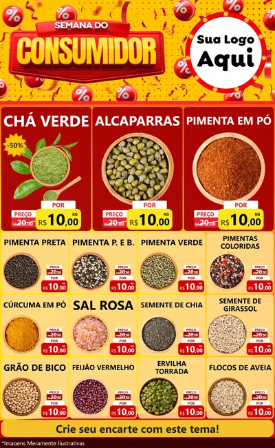 Modelo de Encarte para Encarte Grande com o tema Semana do Consumidor para Produtos Naturais