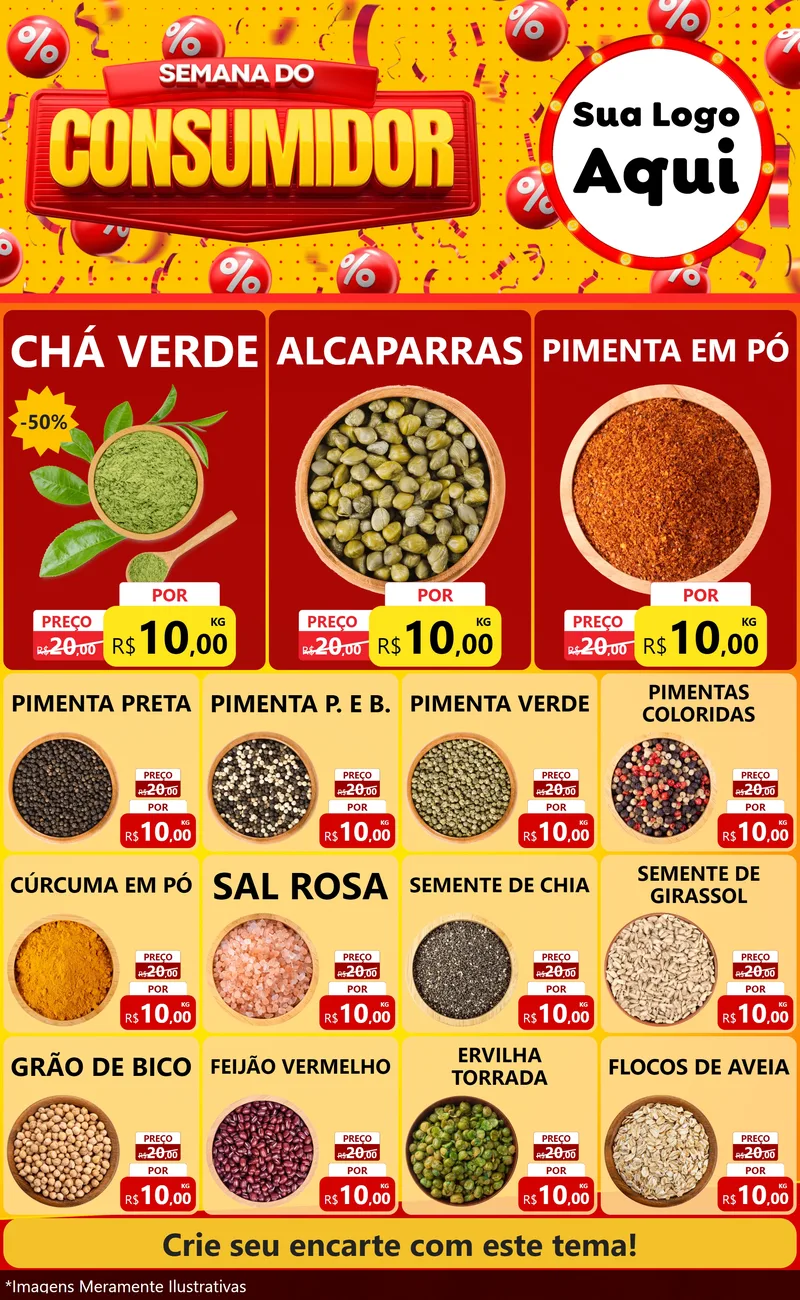 Modelo de Encarte para Encarte Grande com o tema Semana do Consumidor para Produtos Naturais