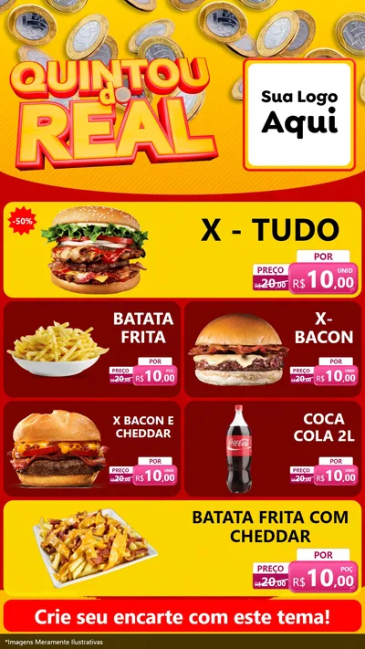Modelo de TV para TV Vertical com o tema Quintou do Real para Hamburgueria