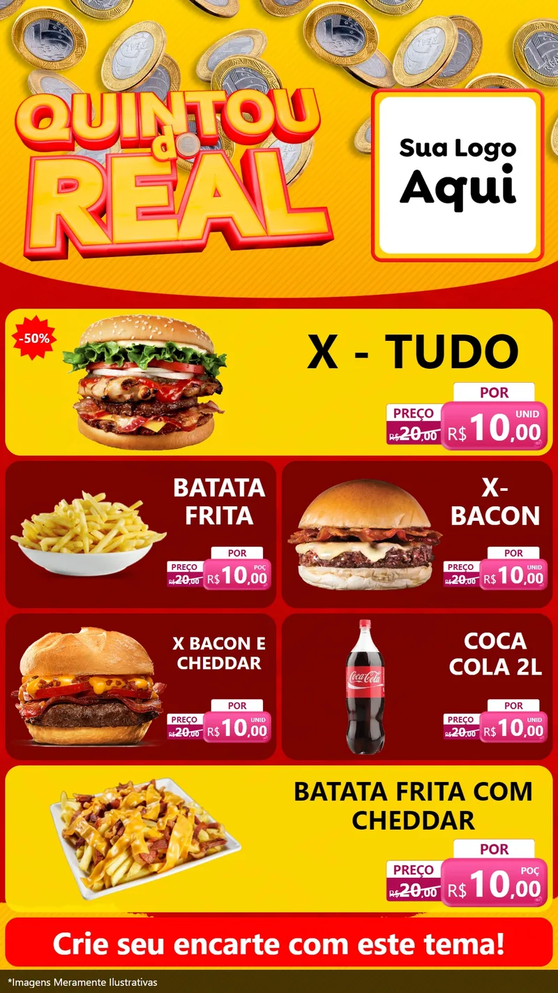 Modelo de TV para TV Vertical com o tema Quintou do Real para Hamburgueria