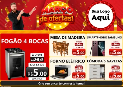 Modelo de Encarte para Encarte A4 Horizontal com o tema Março de Ofertas! para Móveis e Eletro