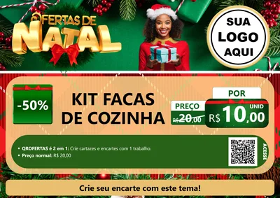 Modelo de Cartaz para Cartaz A4 Horizontal com o tema Ofertas de Natal para Utilidades Domésticas