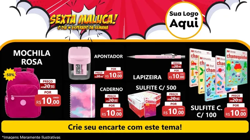 Modelo de TV para TV Horizontal com o tema Sexta Maluca! para Papelaria