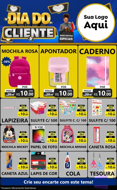 Modelo de Encarte para Encarte Grande com o tema Dia Do Cliente para Papelaria