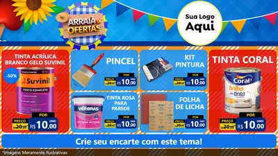 Modelo de TV para TV Horizontal com o tema Arraiá de Ofertas para Tintas e Ferramentas
