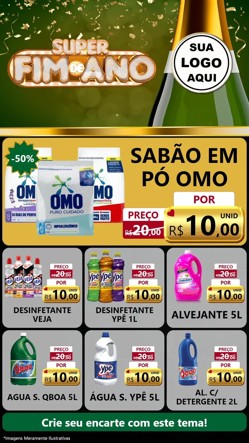 Modelo de Rede Social para Stories com o tema Super Fim de Ano para Produtos de Limpeza
