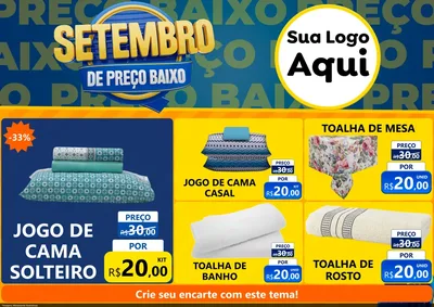 Modelo de Encarte para Encarte A4 Horizontal com o tema Setembro De Preço Baixo para Cama, Mesa e Banho