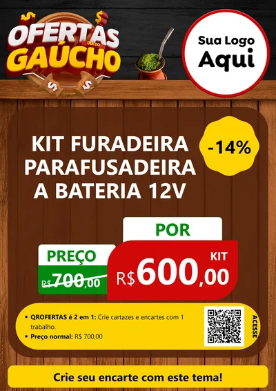 Modelo de Cartaz para Cartaz A4 Vertical com o tema Ofertas Dia do Gaúcho para Maquinas e Ferramentas