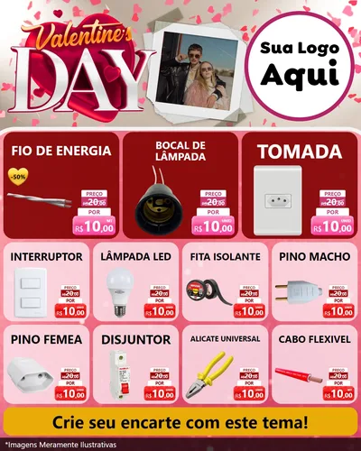 Modelo de Rede Social para Feed Instagram com o tema Valentine's Day para Materiais Elétricos