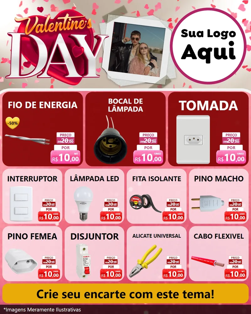 Modelo de Rede Social para Feed Instagram com o tema Valentine's Day para Materiais Elétricos